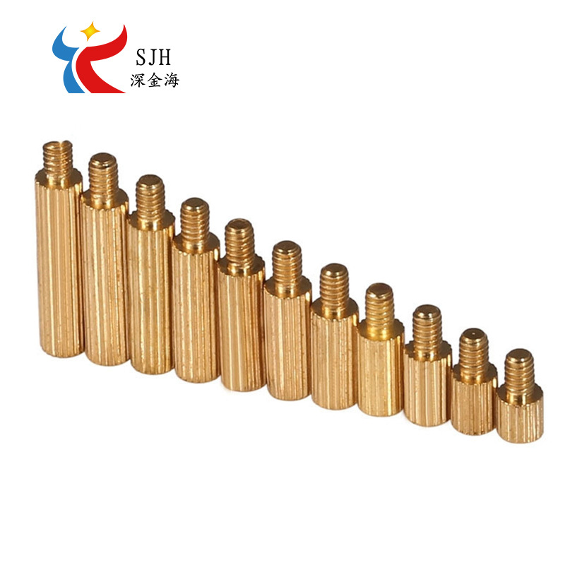 厂家直销m2圆形铜柱单头隔离柱 滚花圆柱 安防五金配件牙长3mm