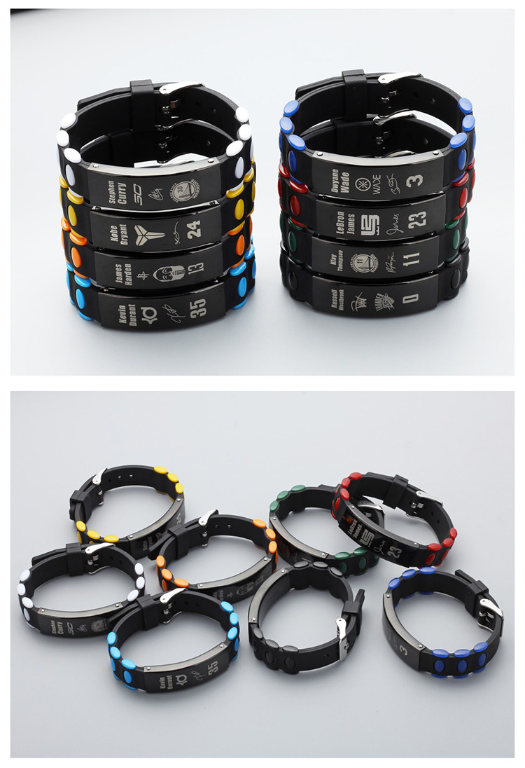 不锈钢pu nba手环运动篮球球星詹姆斯手环全明星手镯球迷用品批发