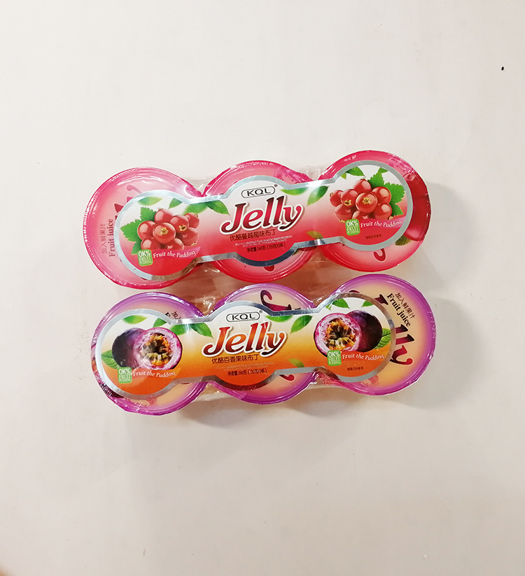 工厂发货 茂源食品 kql360克三粒装jelly板装 果冻布丁24板批发