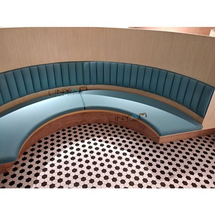 餐厅半岛半圆卡座软包员工餐厅食堂快餐半岛