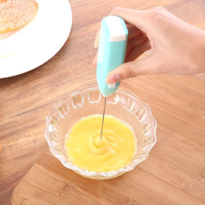 Electric Household Egg Beater Creative Mini Handheld Kitchen Egg Coffee Milk Tea Mini Stainless Steel Blender