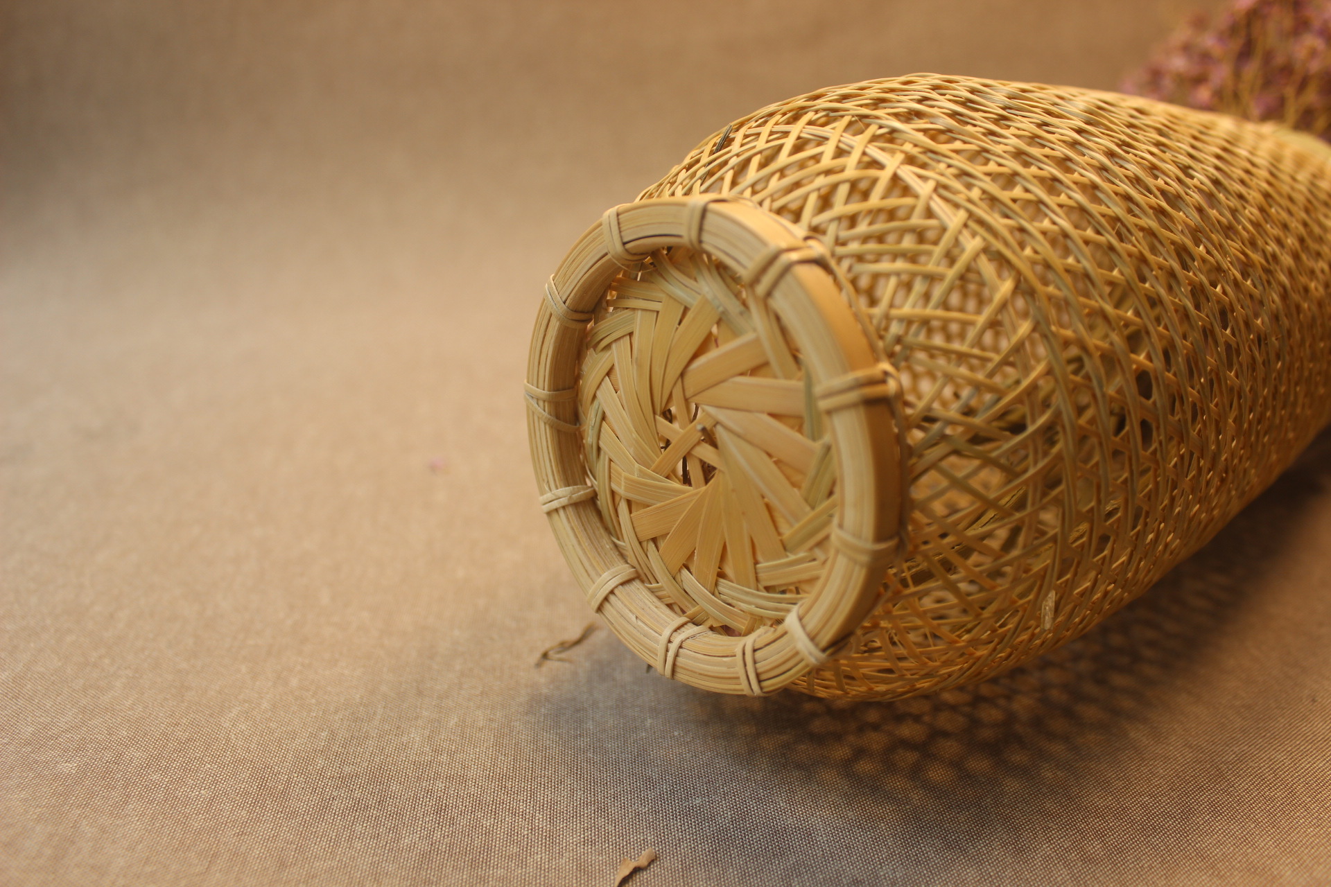 七月七手工竹编花器 花瓶禅意茶桌花篮摆件 竹制工艺品 原色