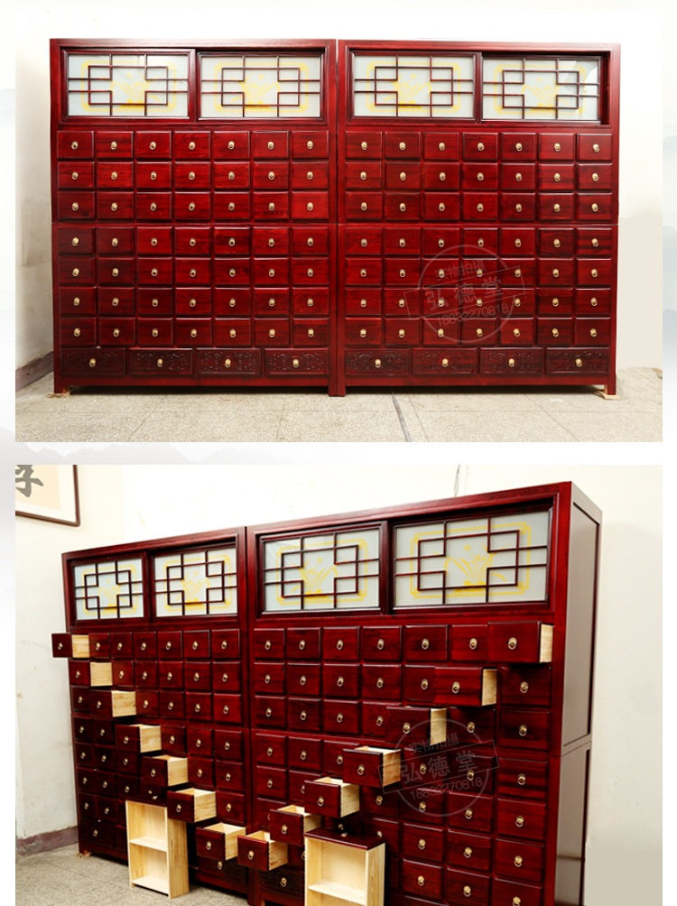 厂家批发多抽屉中医药全实木药柜药店药材展示柜医院中药存储柜