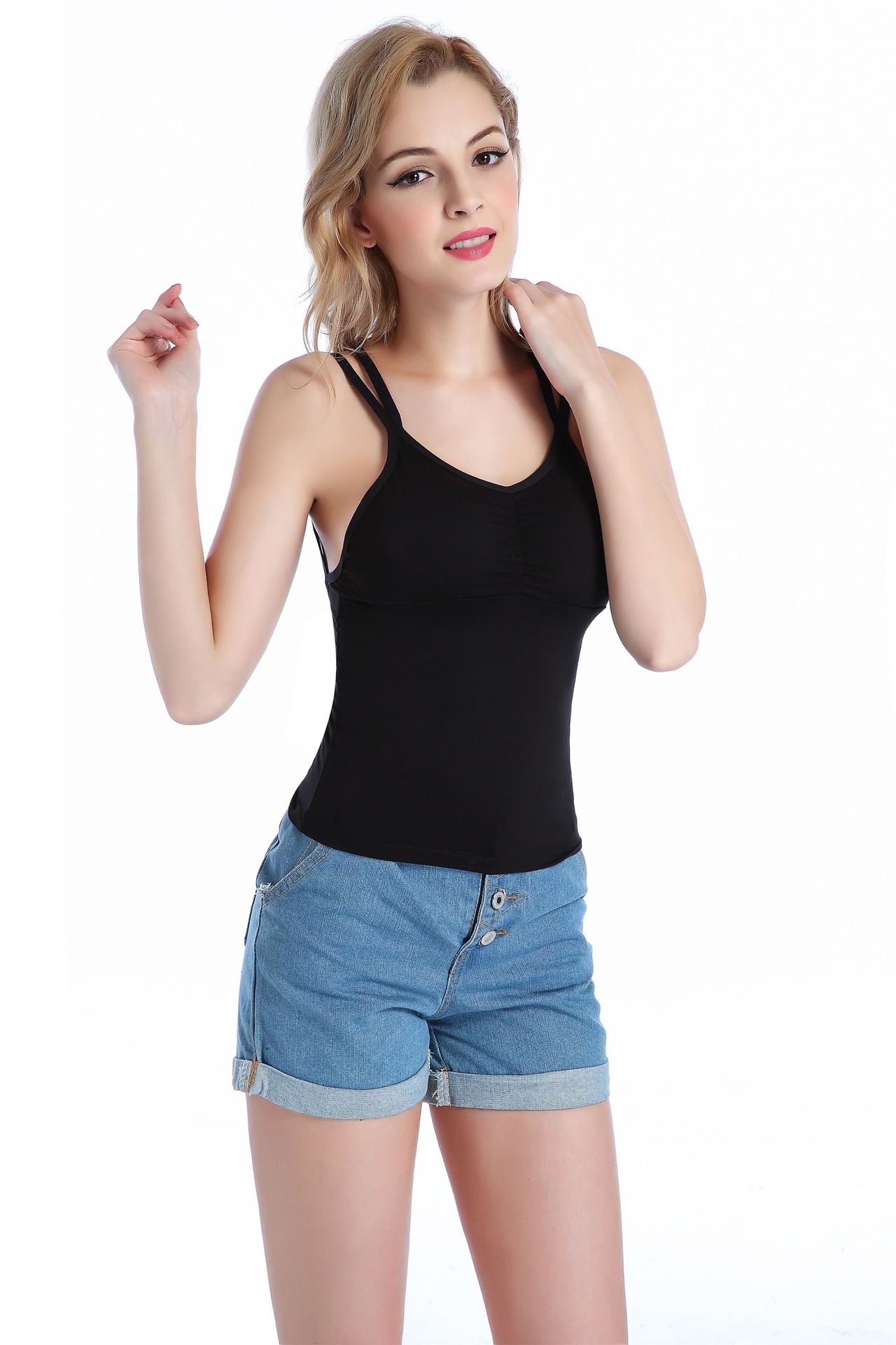 夜店性感低胸露背无袖交叉吊带内搭小背心短款打底上衣大码女装