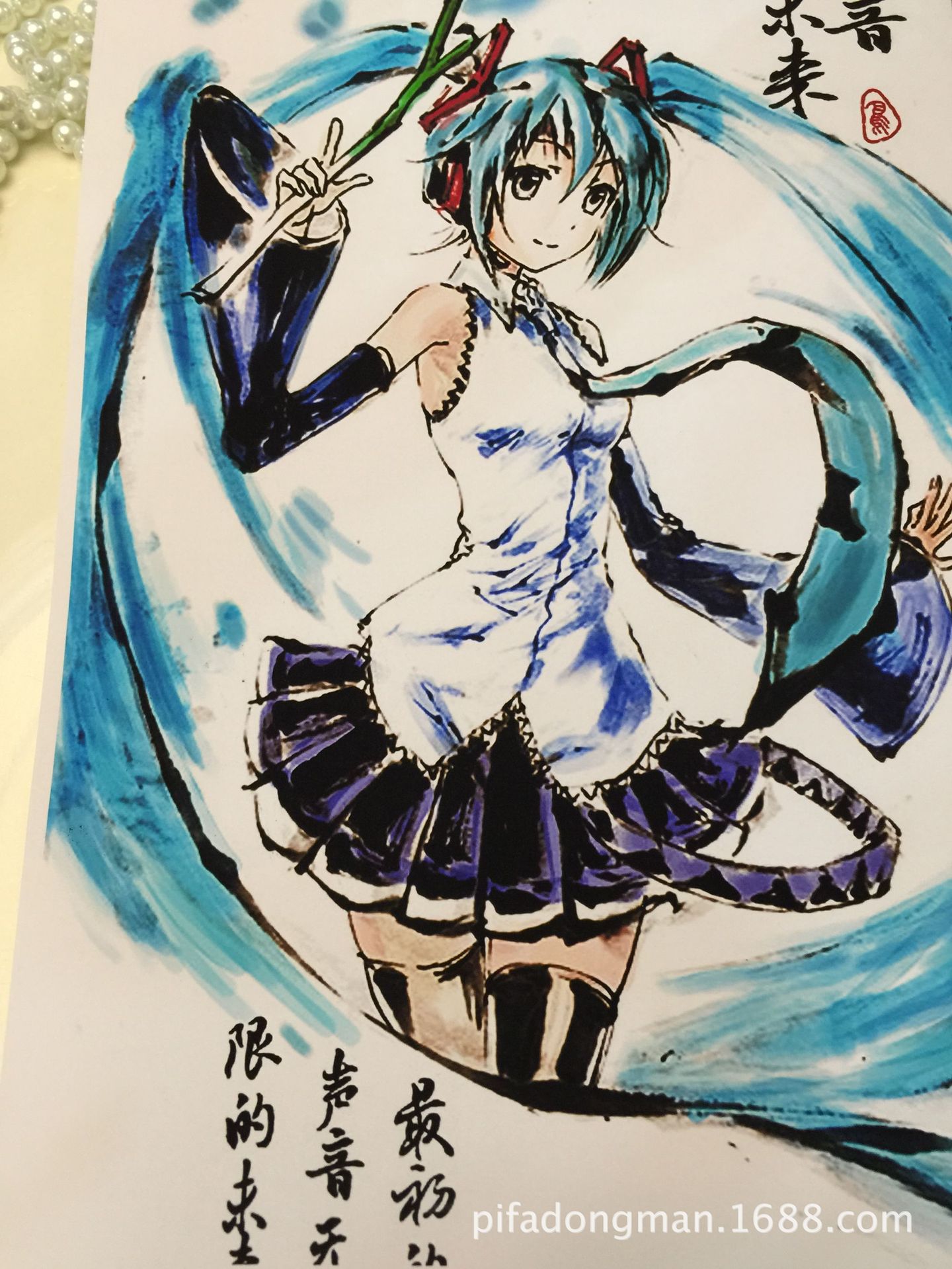 海报漫展新品动漫彩图a4海报二蛤shui墨画海报