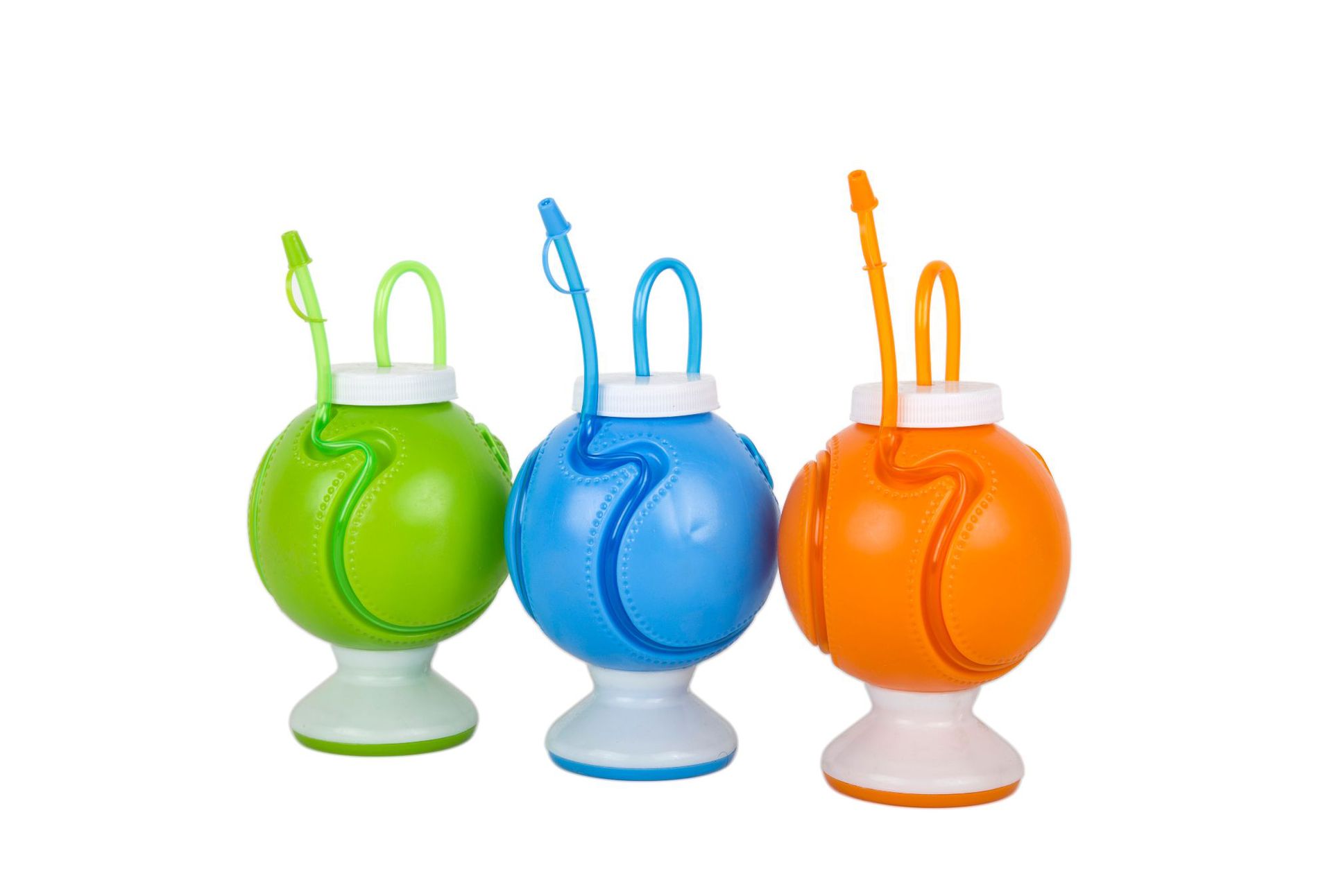 厂家直供pe304塑料垒球吸管杯创意吸管杯艺术绕管吸管杯饮料杯