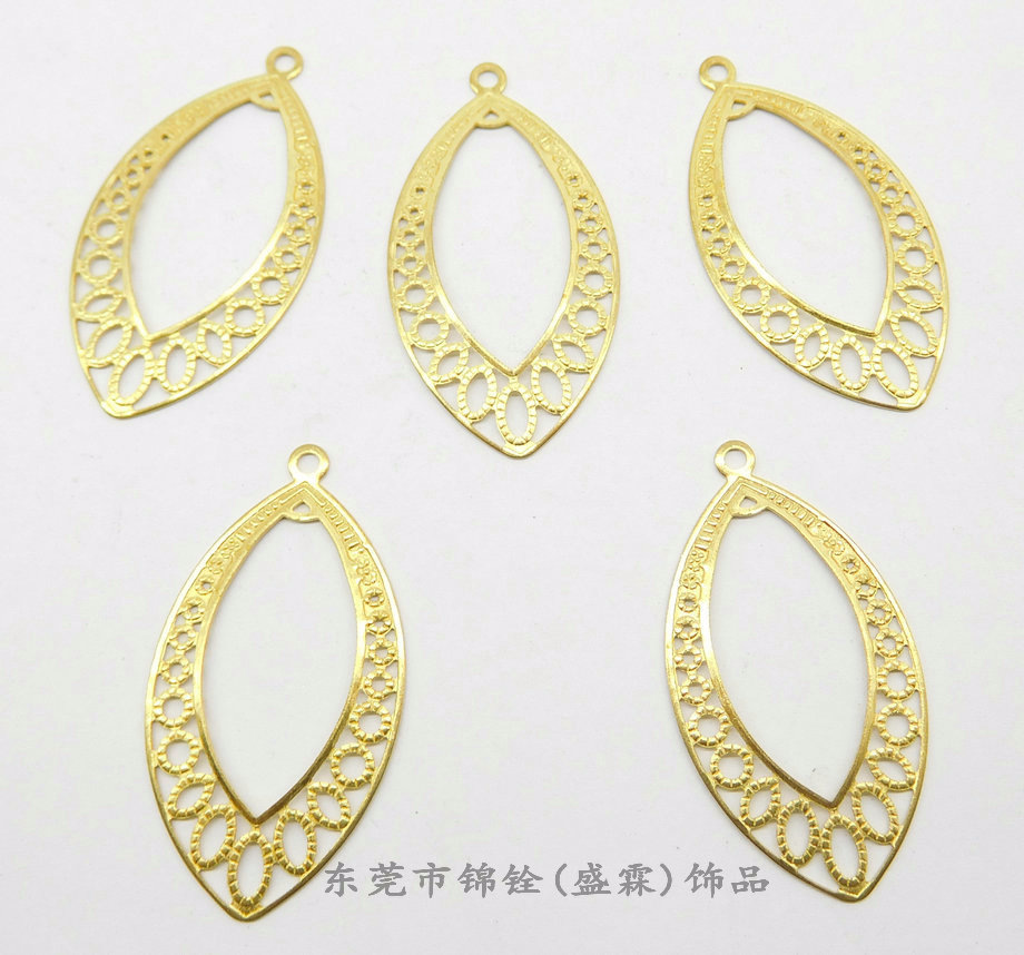 菱形铜片环保铜片中空吊片榄形花片diy饰品冲压片312