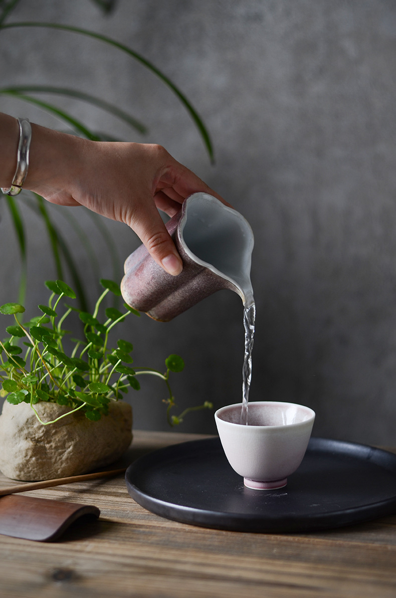 景德镇品茗杯陶瓷若琛杯桃红汝窑开片茶盏单杯景德镇功夫茶杯茶具