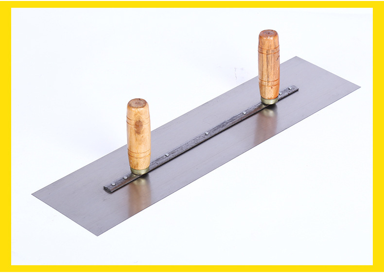 厂家直供 加厚精铁木质双柄抹子 35锰钢抹泥板 九盾五金大方抹子