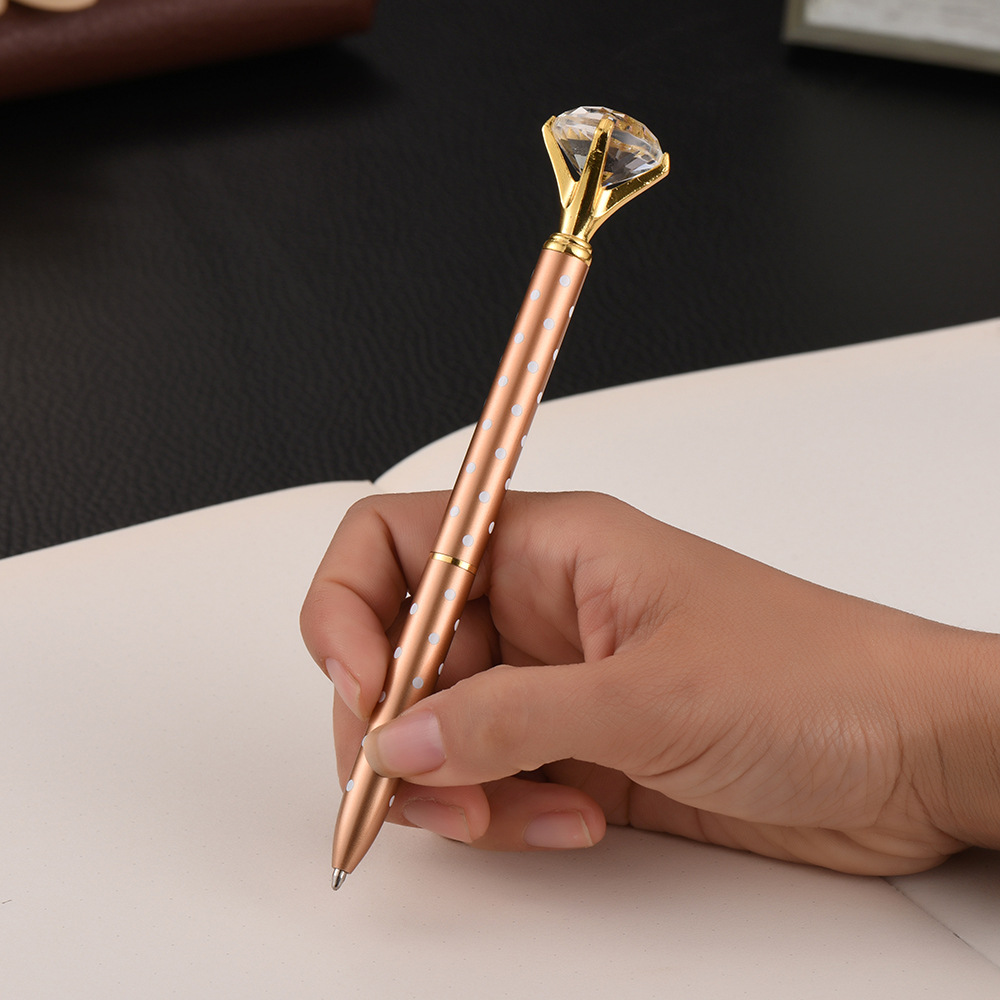 自产自销金属水晶笔 时尚圆珠笔钻石笔 现货创意转动水晶大钻笔