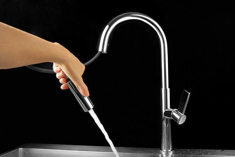 欧式简约铜厨房抽拉旋转水槽冷热水龙头个性定制厨房水龙头4578