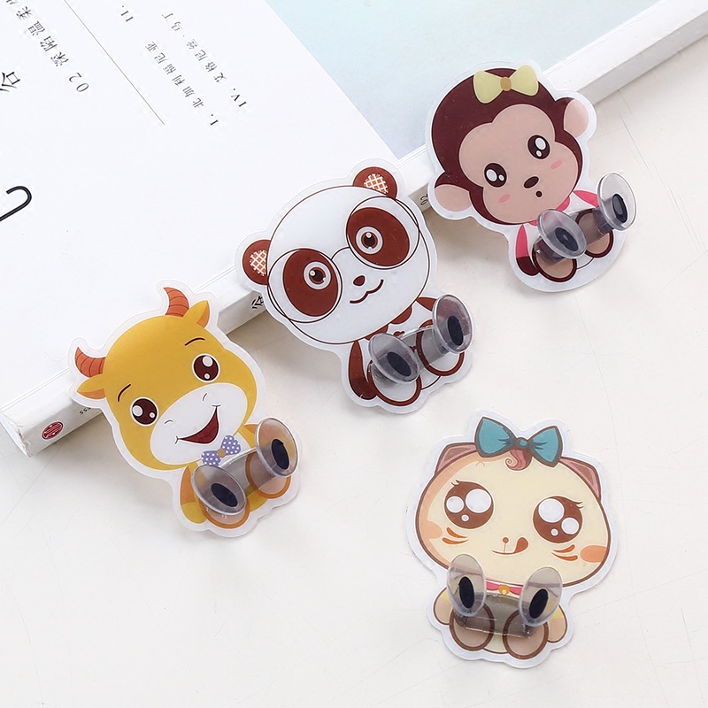 Creative Cartoon Animal Adhesive Wall Hook Power Plug Hook Household Socket Storage Rack Cable Clamp Sticky Hook