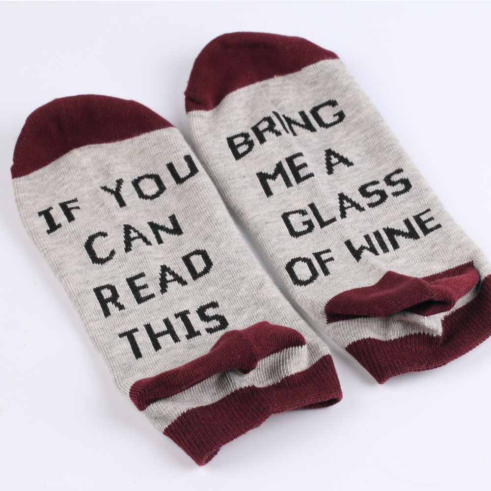 wish速卖通if you袜子男士船袜短款休闲男女脚底英文字母船袜夏款