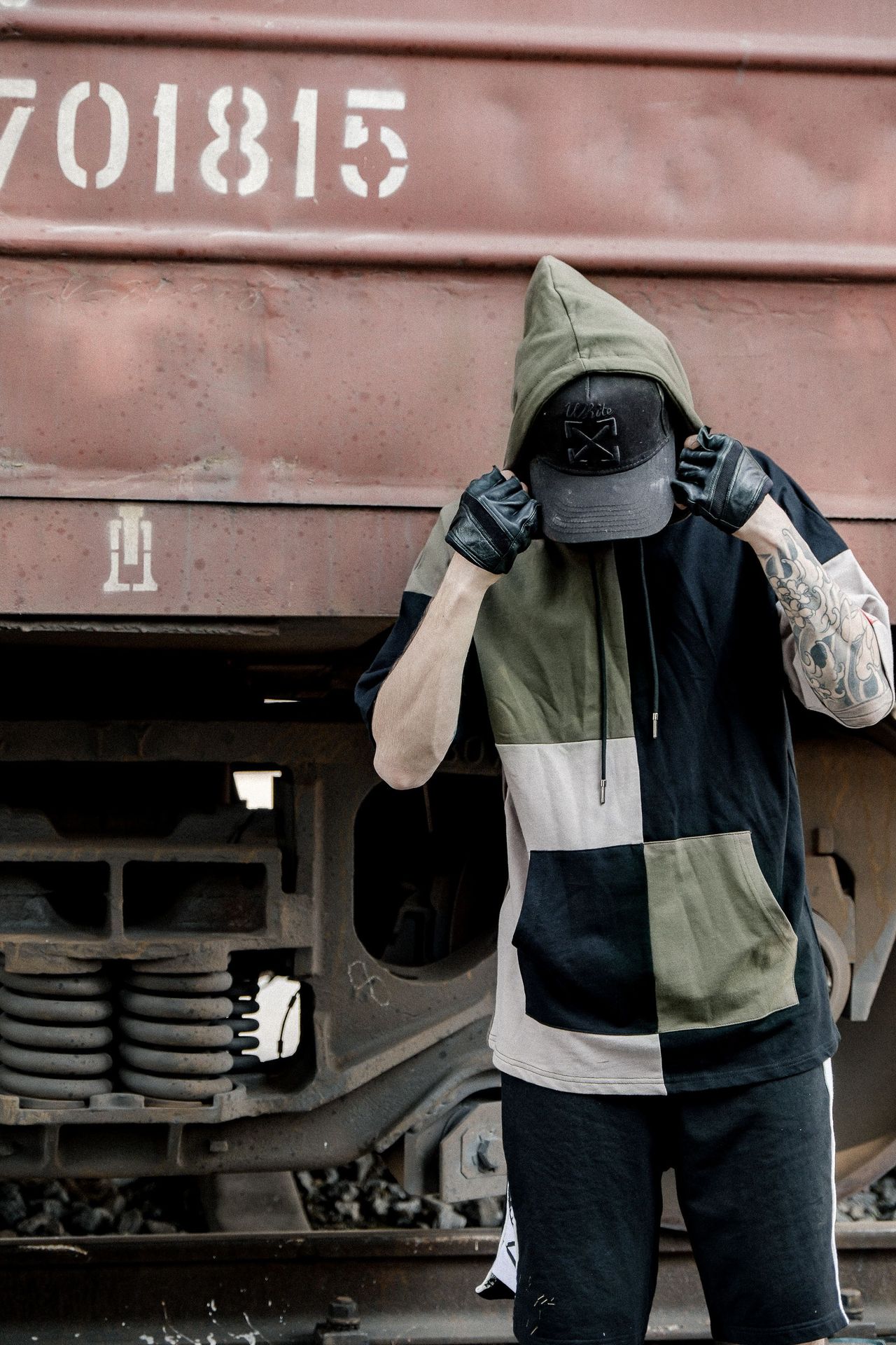 18ss春夏季欧美高街hiphop拼色连帽短袖t恤男女嘻哈街舞薄款卫衣