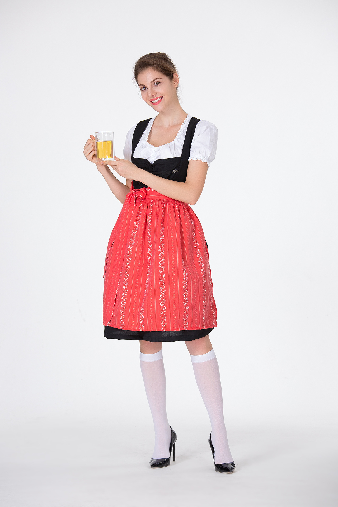 德国啤酒节巴伐利亚传统啤酒服连衣裙棉质绣花女仆装女佣服装现货