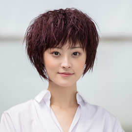 假发女短发妈妈短卷发头套玉米烫时尚高温丝假发brazilian hair