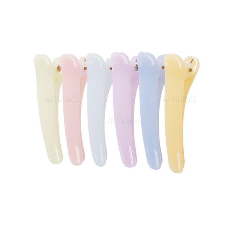 Zhuoming High Quality Jelly Color Tweezers Candy Color Duckbill Clip Color Translucent Crocodile Clip Plastic Hair Beauty Clip