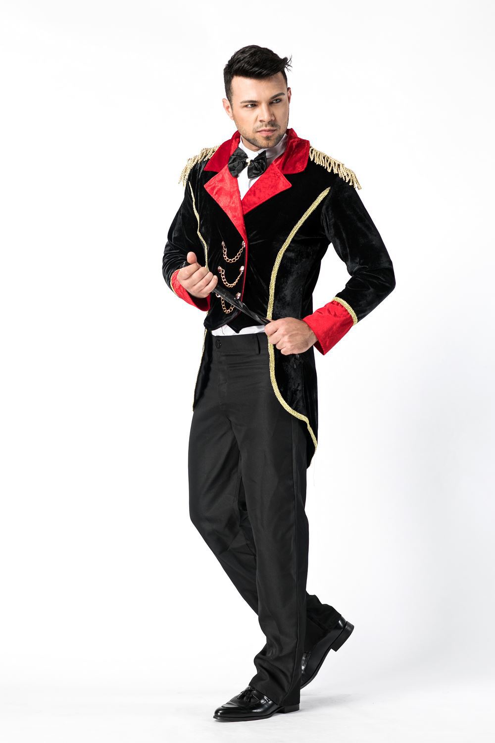 万圣节男士魔术师表演服 马戏团驯兽师装扮服装 套装含帽子现货