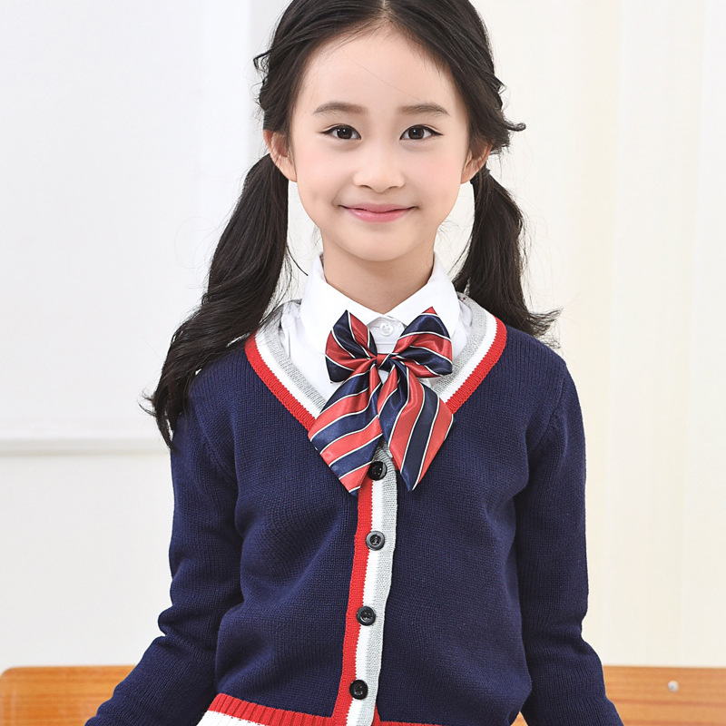 女童领花儿童配饰表演小学生校服蝴蝶结条纹纯色格子演出韩版领结