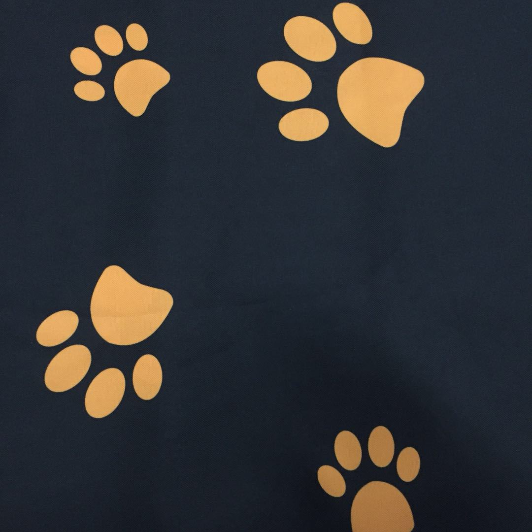 厂家直供小熊脚印花型600d印花牛津布箱包面料手提袋pvc牛津布