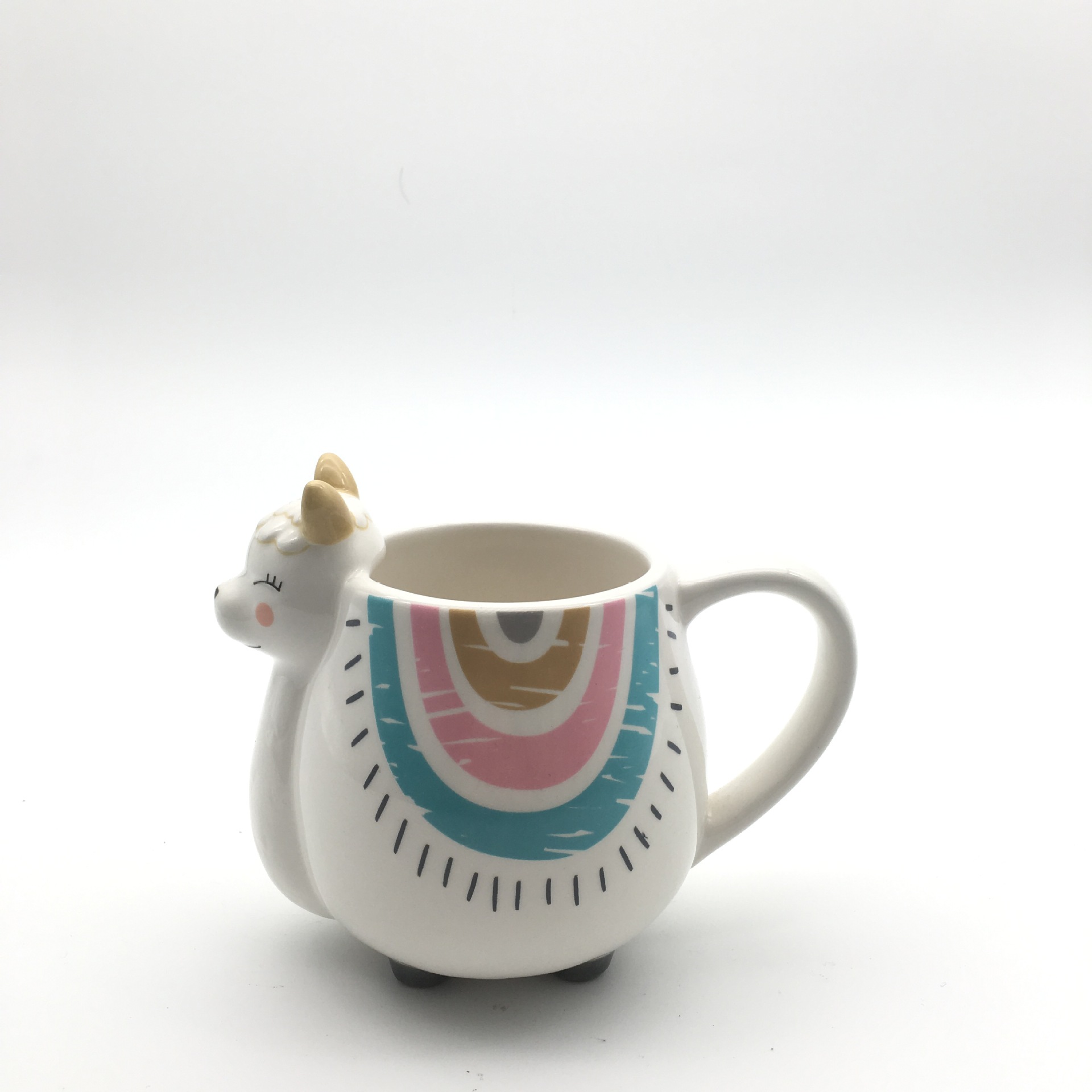 卡通陶瓷杯马克杯水杯创意动物羊驼杯子可爱牛奶杯咖啡杯情侣杯