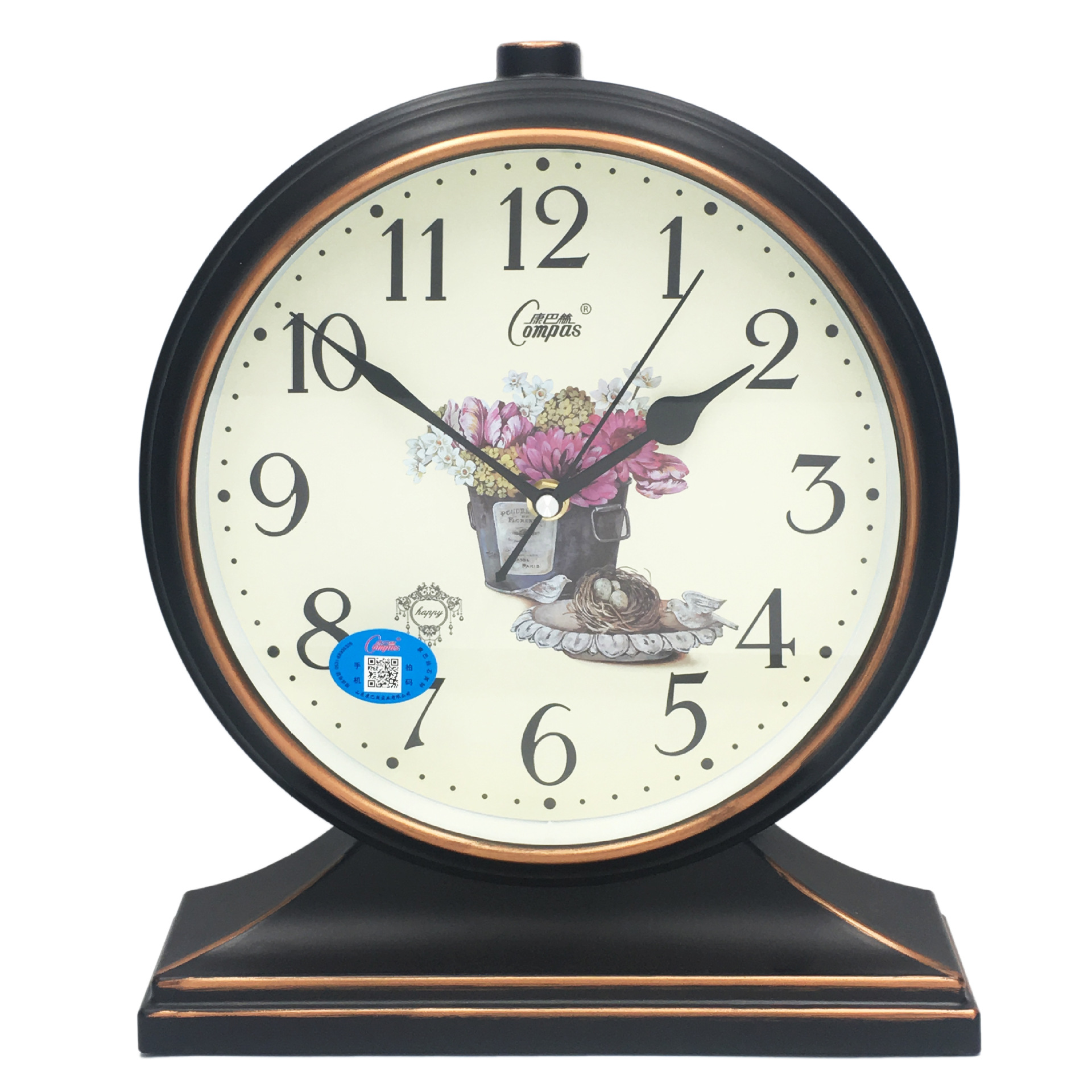 康巴丝复古座钟田园客厅钟表床头时钟小型卧室静音台钟立式石英钟