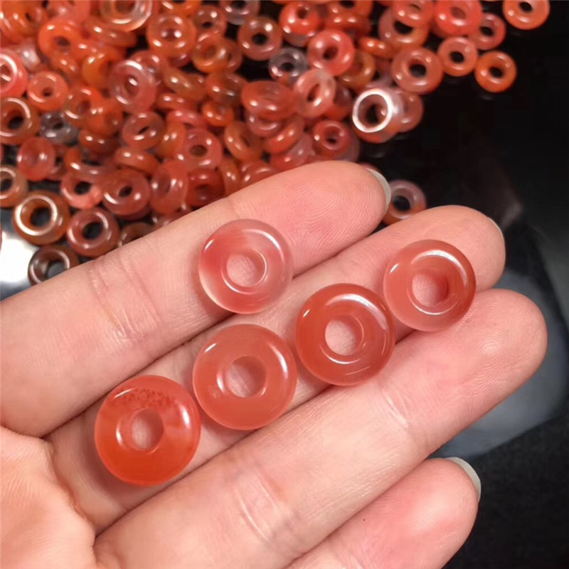 天然南红玛瑙面包圈 樱桃红diy小卡环 平安扣配饰配件厂家批发