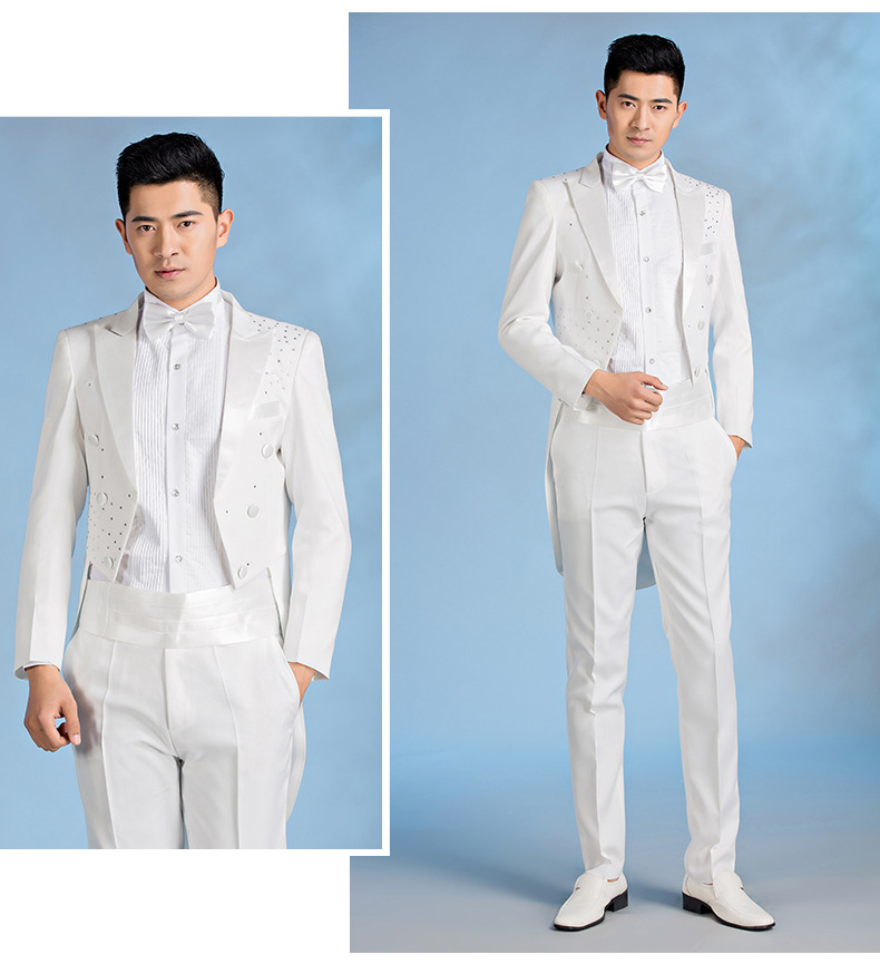 高档男士燕尾服舞台演出服舞蹈合唱服套装 结婚拍照宴会西装礼服