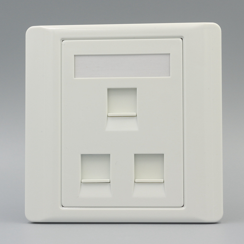 86型三口空面板装安普型rj45电脑网络rj11电话模块空面板不含模块