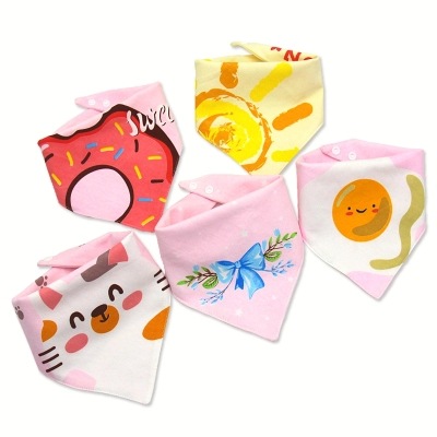 Baby Saliva Towel Baby Triangle Towel Pure Cotton Double-Layer Snap Fastener Waterproof Newborn Bib Pocket Children's Scarf Spring and Autumn