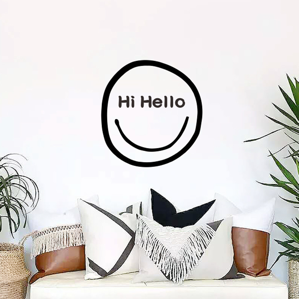 gb599 笑脸hi hello ins风墙贴卧室宿舍墙贴画儿童房客厅北欧贴纸