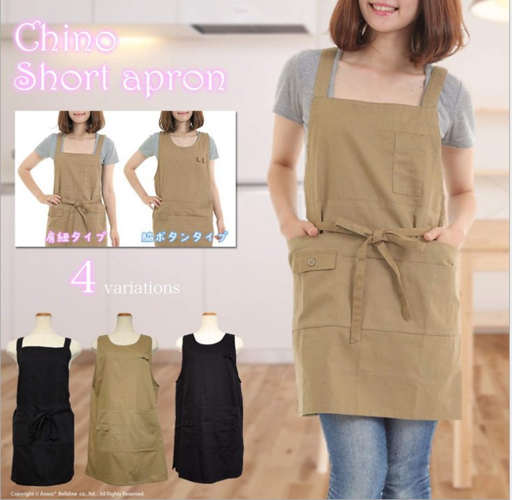 日本品质交叉背心围裙全棉纯棉透气防水围裙绣花印花围腰