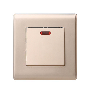 20a大功率电流开关带指示灯 空调电热水器灯曲架双断开关金色86型