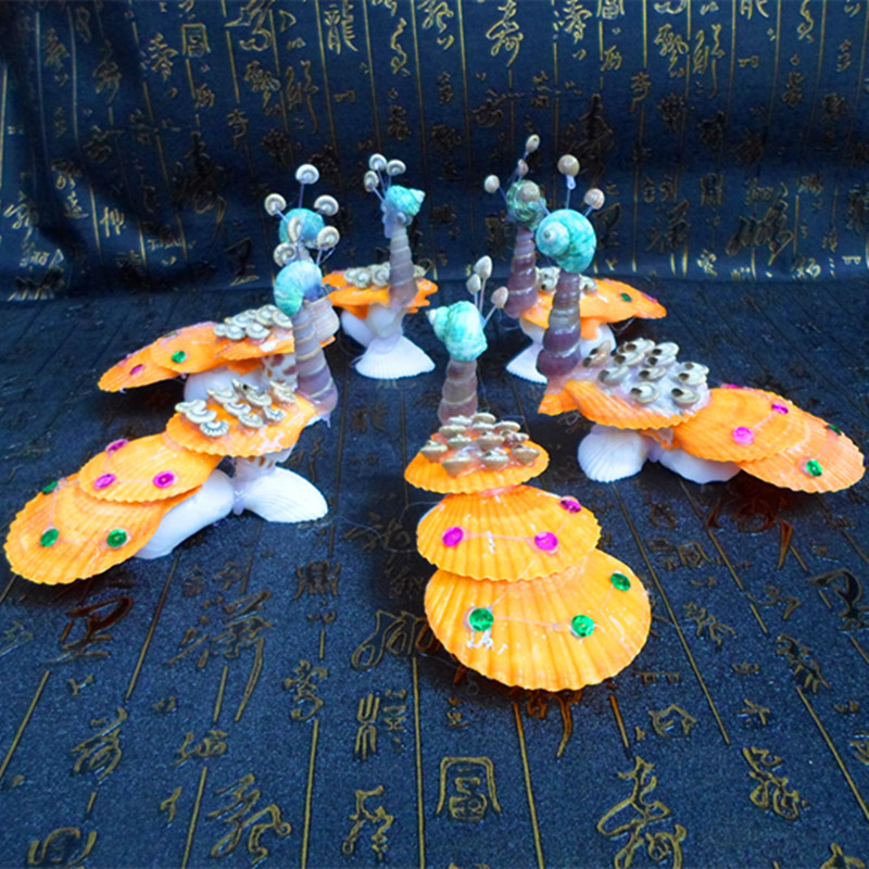 天然海螺贝壳孔雀艺品孔雀头创意贝壳孔雀摆件海边特色旅游工艺品