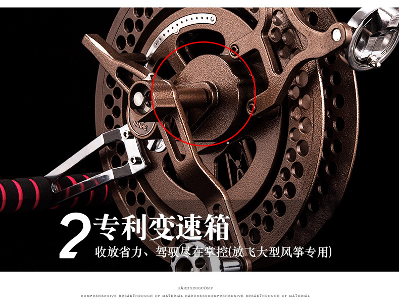 潍坊全镁合金27变速风筝轮刹车离合变速箱加长摇臂合金万向导