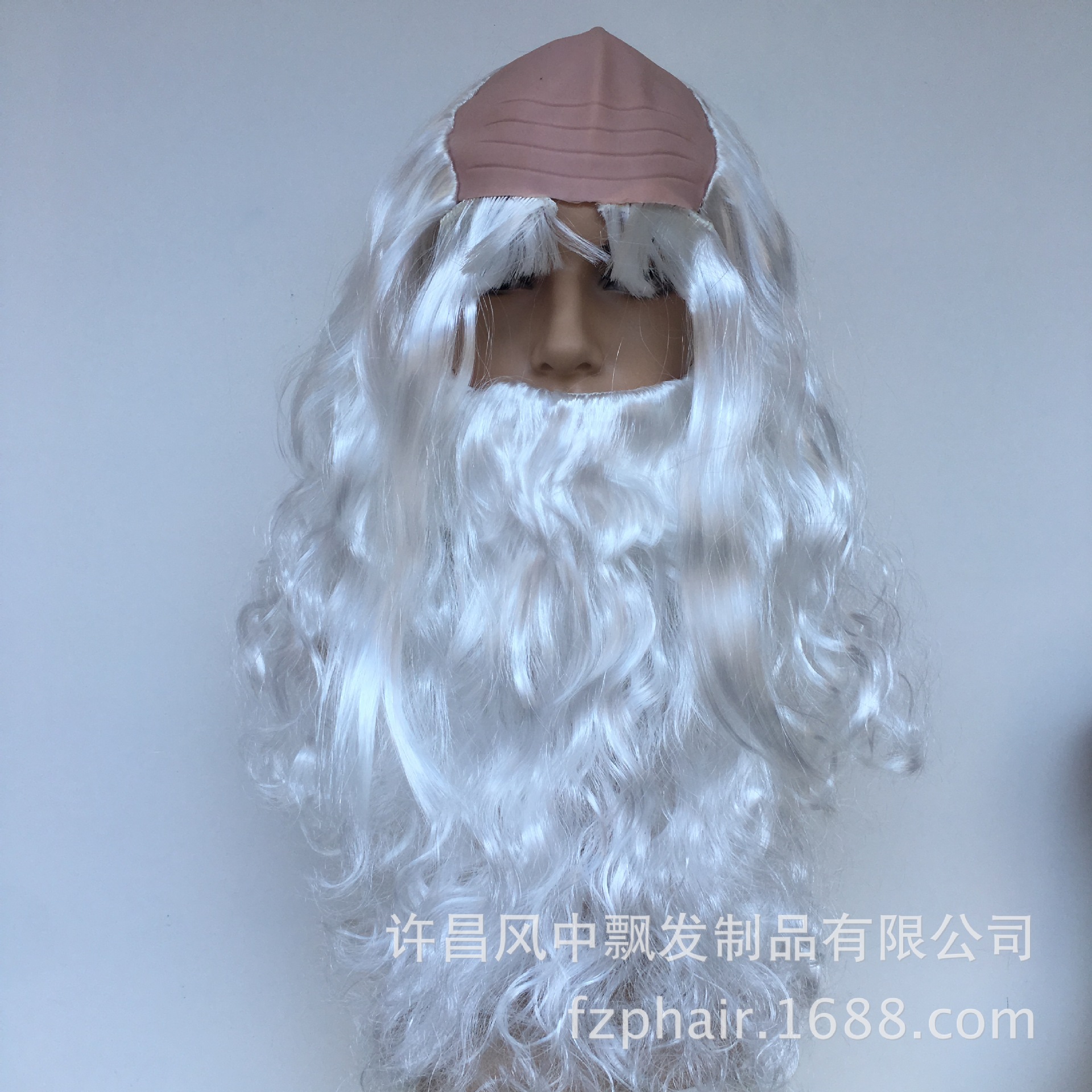 外贸欧美假发圣诞老人白色假发老人发 头套胡子2个眉毛四件套假发