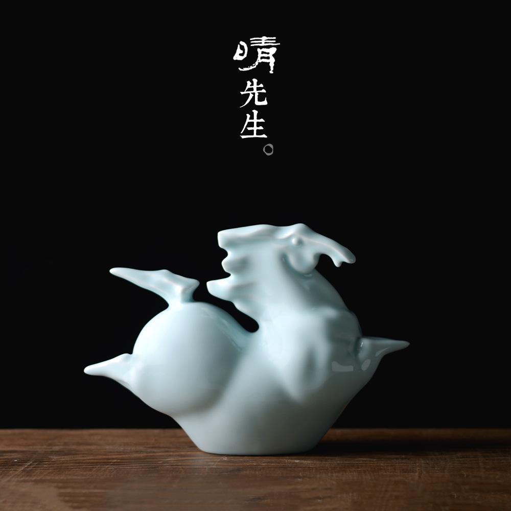 甚言先生隔断摆件装饰品客厅陶瓷马摆件手工白瓷雕塑艺术工艺品