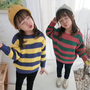 a5069女童毛衣2018新款秋冬女宝宝套头毛线衣儿童洋气针织打底衫