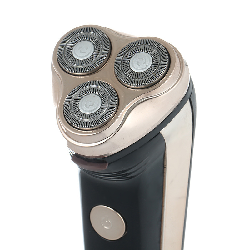 博仁360三刀头旋转 电动剃须刀 土豪金防水充电刮胡刀 厂家批发