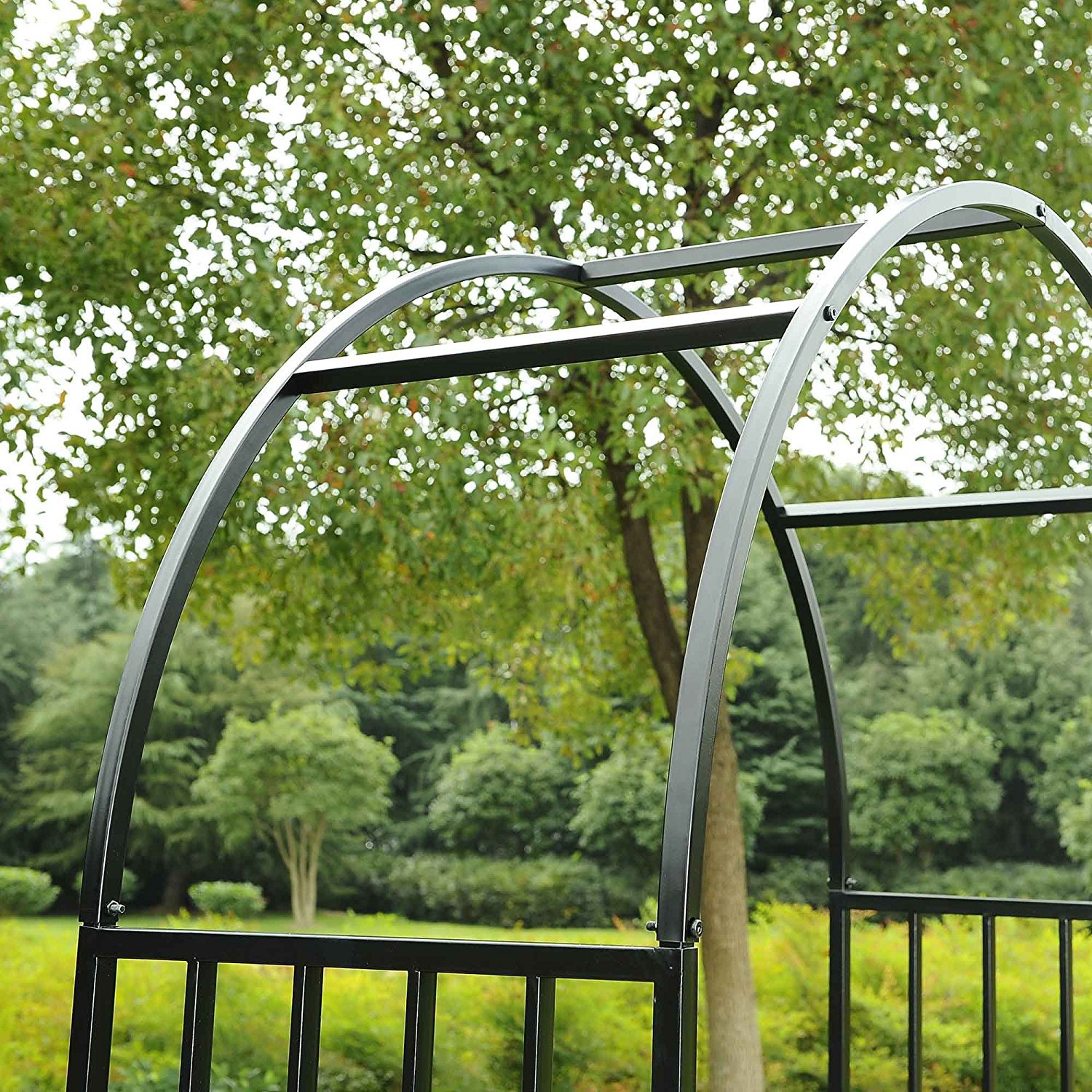 铁艺拱门户外家具拱门双人椅 金属爬藤架 花架 带长椅公园椅