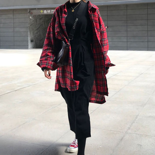 红格子衬衫长款