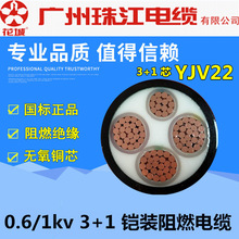 珠江/华新YJV22 3+1芯10/25/50/70/95/120/240/300铠装电缆