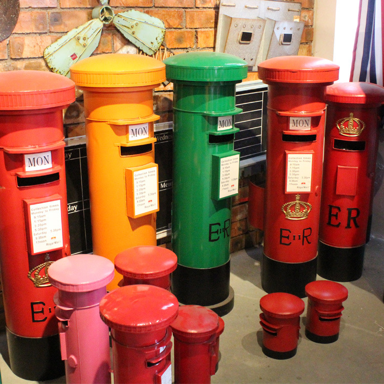 复古邮筒摆件铁皮日本邮便信箱工艺品装修拍摄酒吧咖啡厅道具英伦