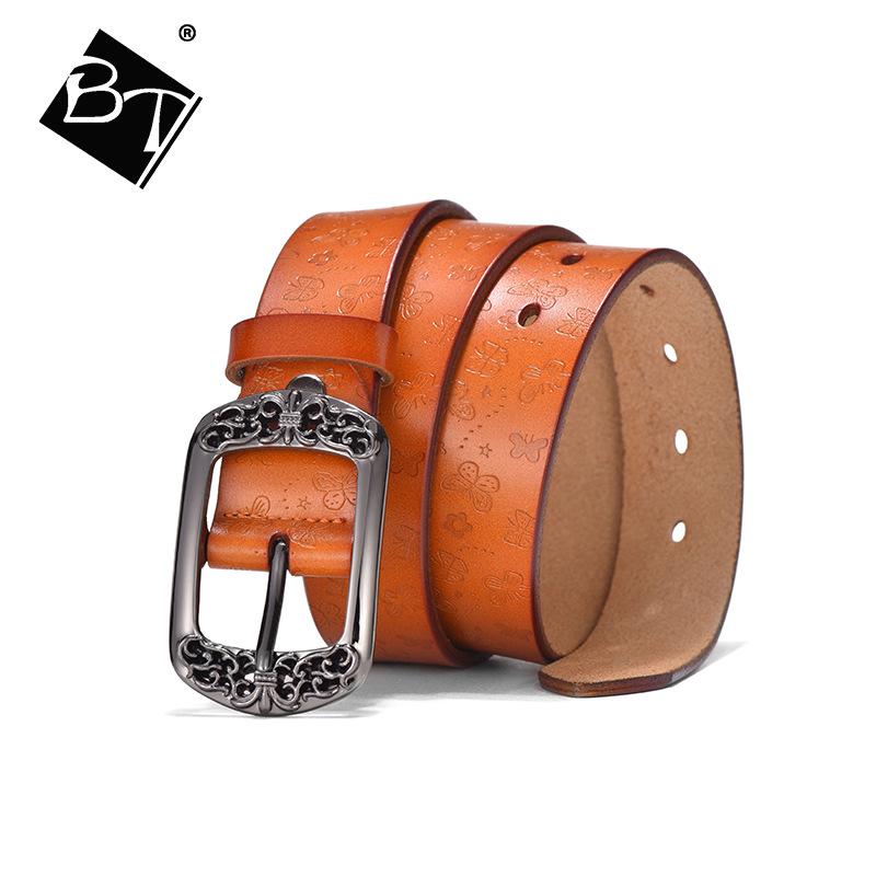 bt正品真皮百搭女带女式仿古带时尚复古针扣腰带厂家直销一件代发