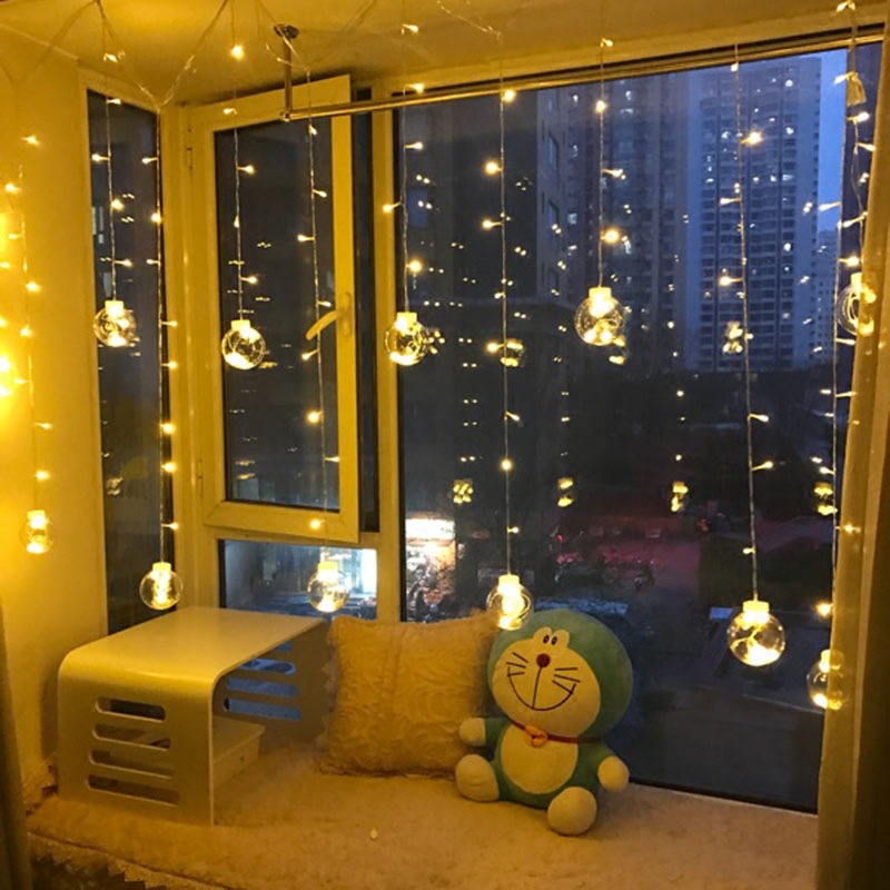 led彩灯闪灯串许愿球窗帘灯灯满天星装饰灯串圆球卧室梦幻挂灯