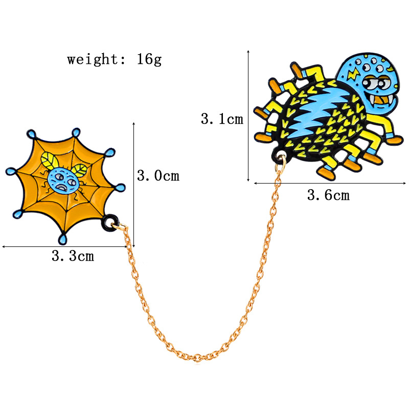 欧美卡通可爱蜘蛛吐丝,蜘蛛网捕虫胸针 背包徽章儿童节礼物胸针