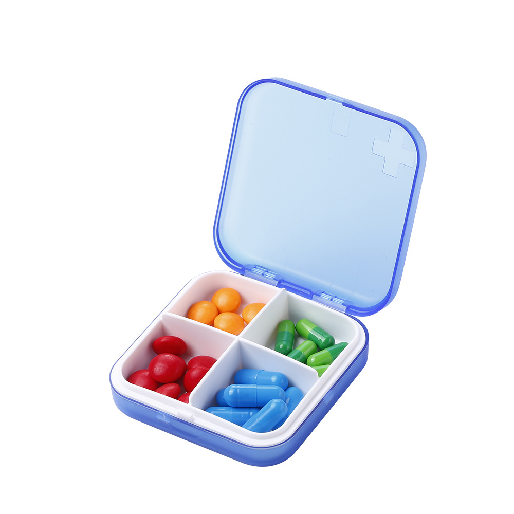 十字小药盒旅行小药盒多格分装便携药盒小巧放药物盒子四格药盒