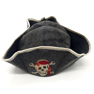 工厂特价出口欧美 俄罗斯 高档羊毛毡桑拿帽 海盗图案浴帽