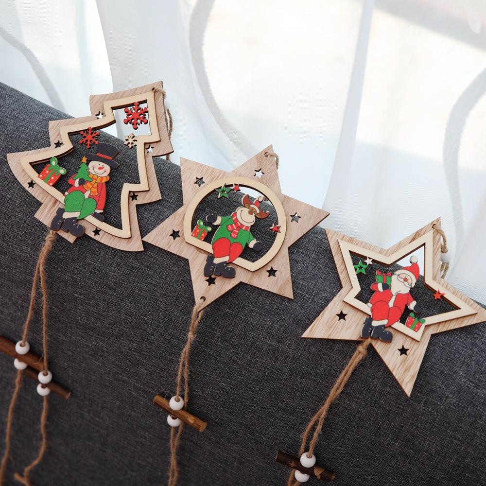 圣诞树木质挂件 圣诞节创意装饰品挂件 圣诞节原木挂饰圣诞装饰品