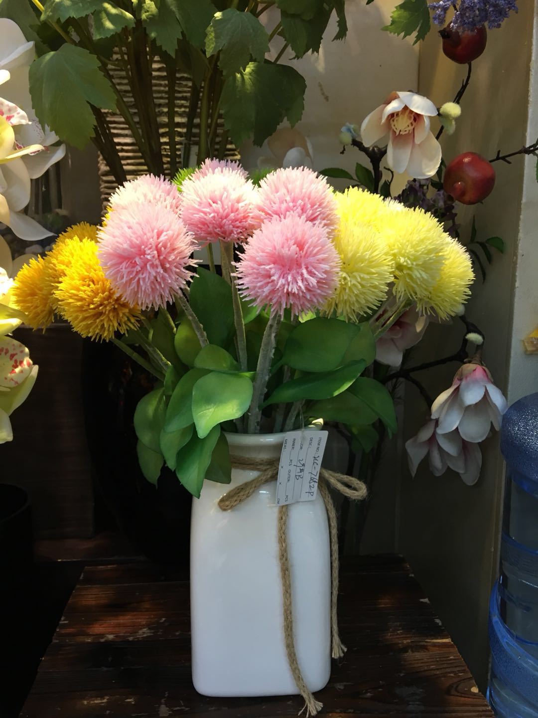 仿真花塑胶毛毛球配花 假花家居装饰花束 绒花刺球乒乓菊7682